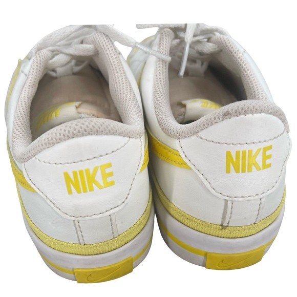 Nike Women's White Low-Top Sneakers with Yellow Swoosh 5Y - Picture 5 of 7